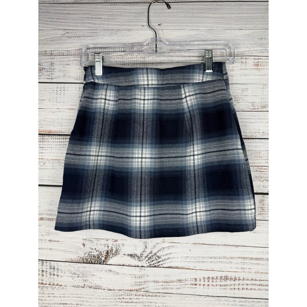 Abercrombie & Fitch Blue Plaid Mini Skirt XS Lined Academia School Anime Y2K - Picture 2 of 7
